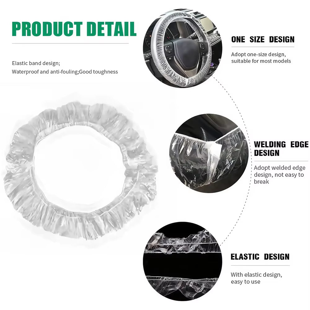 Disposable Steering Wheel Covers,Disposable Steering Wheel Protector with Elastic for Avoiding Scuffs & Scratches,Universal