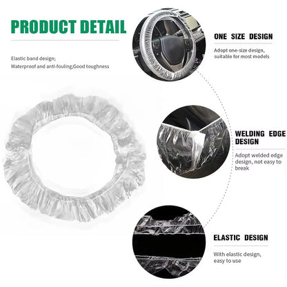 Disposable Steering Wheel Covers,Disposable Steering Wheel Protector with Elastic for Avoiding Scuffs & Scratches,Universal