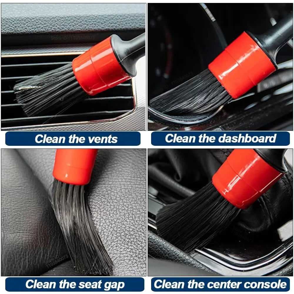 PKWKS New Car Cleaning Kit Scrubber Drill Detailing Brush Set Air Conditioner Vents Towel Polisher Car Auto Detailing Tools
