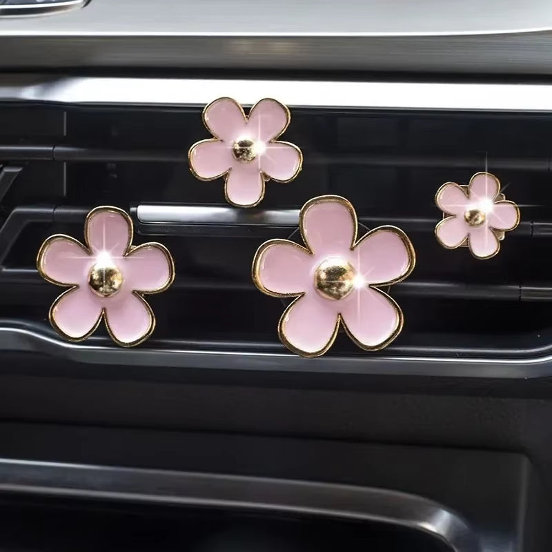 Car Outlet Vent Perfume Clips Conditioning Aromatherapy Freshener with Cute Flower Design