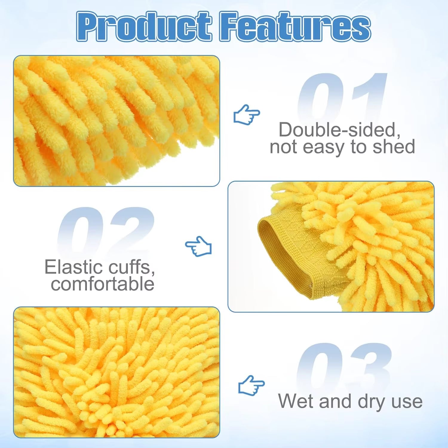 High Quality Wholesale 100% Microfiber Hair Grey Waterproof Car Washing Detailing Mitts Premium Car Cleaning Product