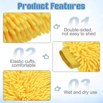 High Quality Wholesale 100% Microfiber Hair Grey Waterproof Car Washing Detailing Mitts Premium Car Cleaning Product