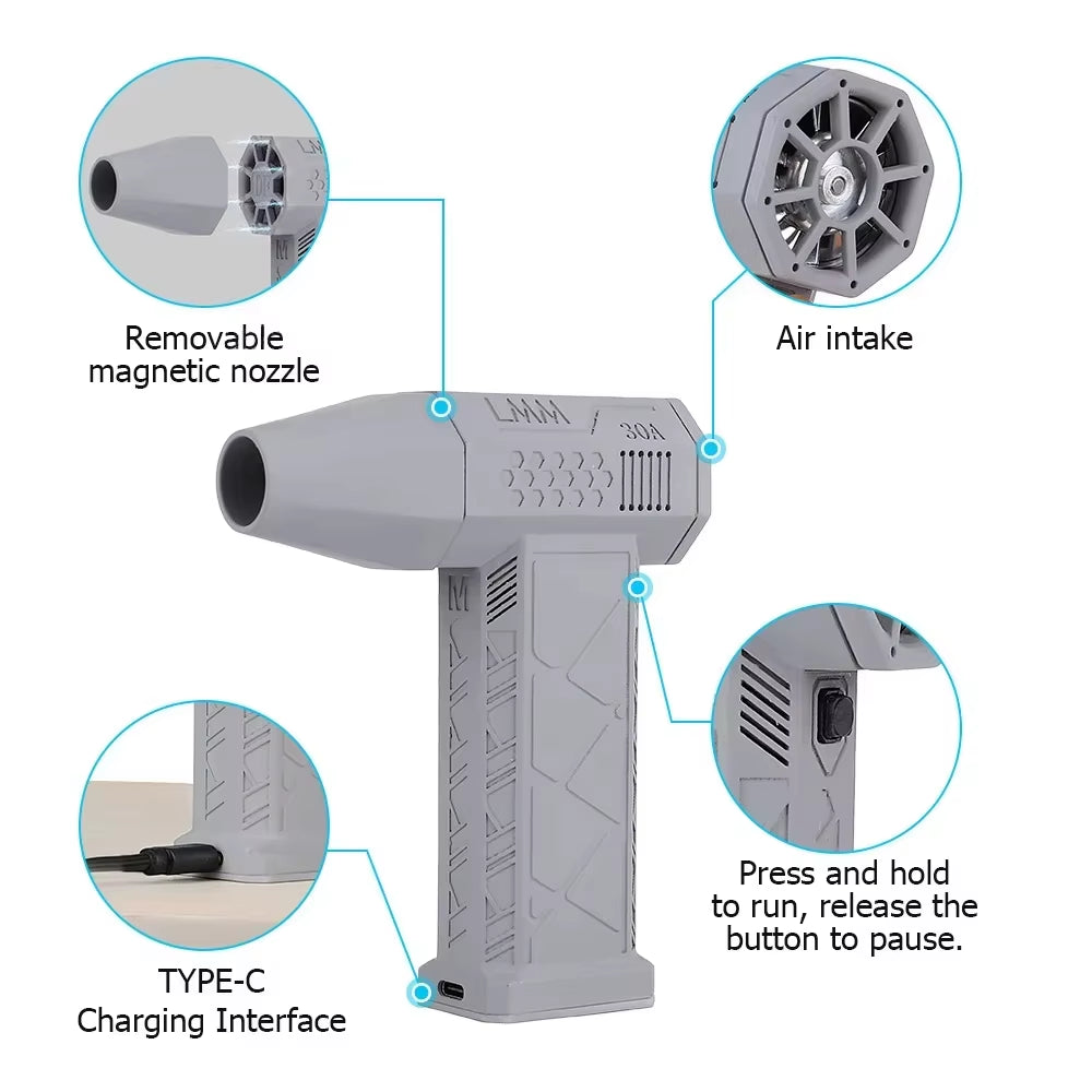 130000RPM Mini Turbo Jet Fan Electric Air Duster Adjustable Wind Speed Turbo Violent Blower Rechargeable with Light Car Cleaning