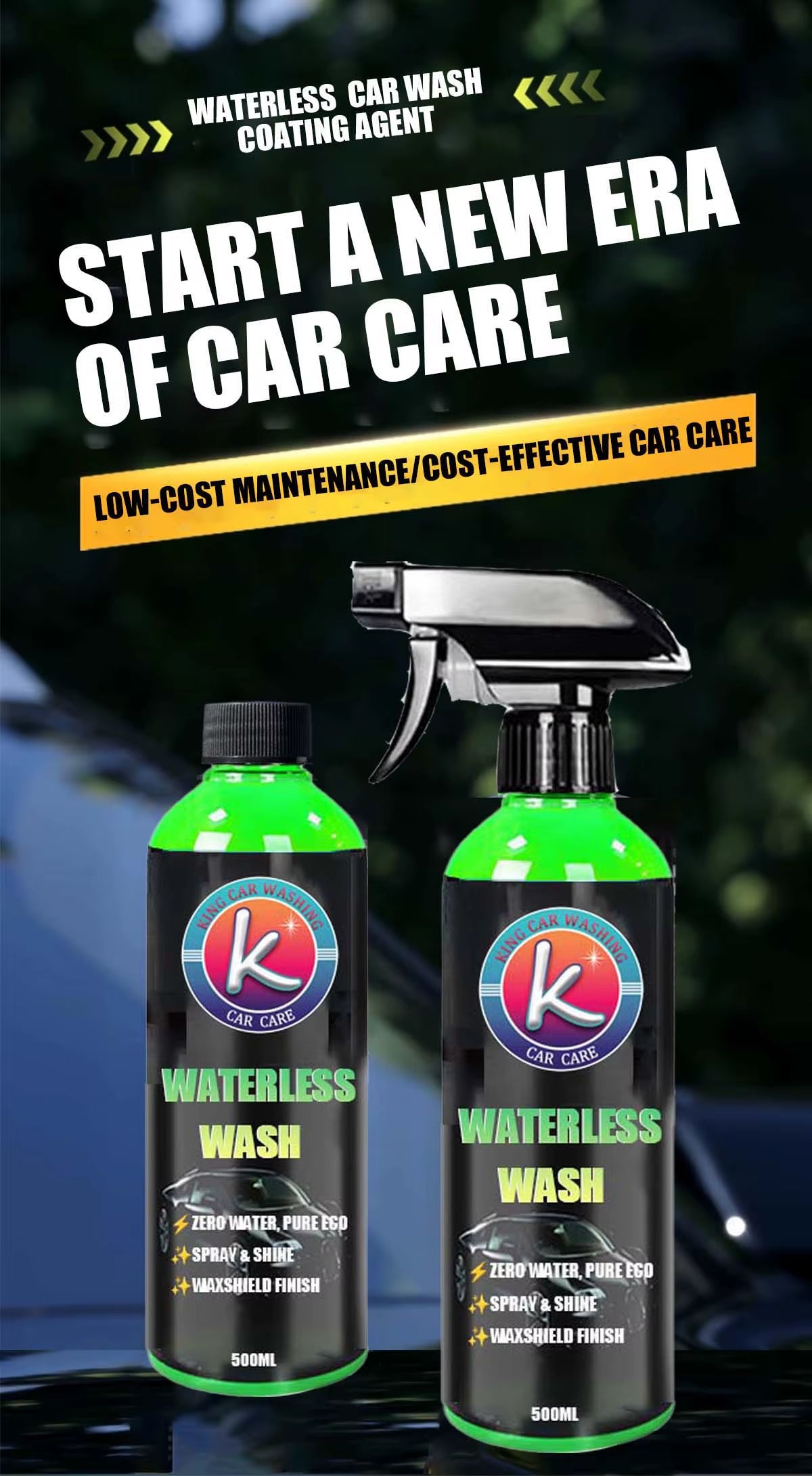 Waterless Car Wash Shampoo High Gloss Decontamination Cleaner Car Care Spray Auto Detailing